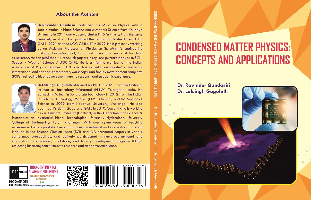 Condensed Matter Physics: Concepts and Applications - Book Details